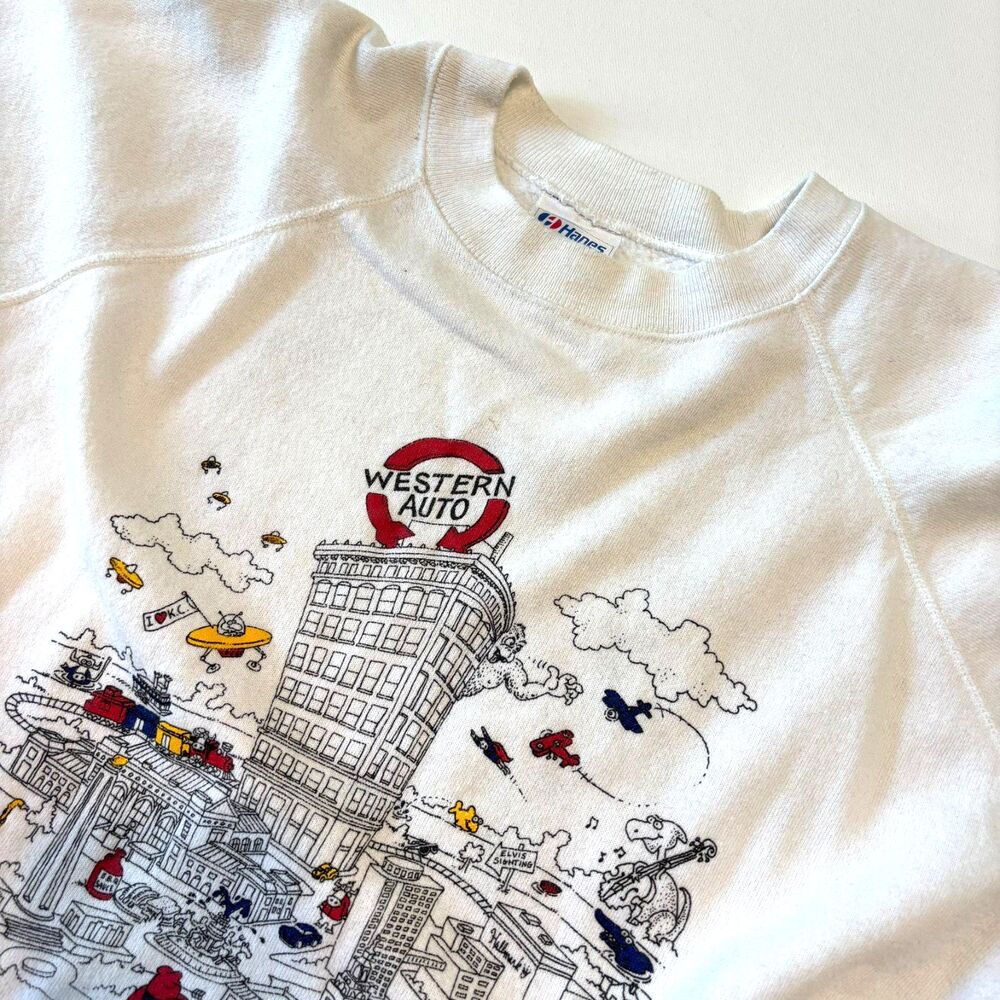 Vintage 90s Kansas City Sweatshirt Hanes USA Tag XL Fits M Double Sided Graphic